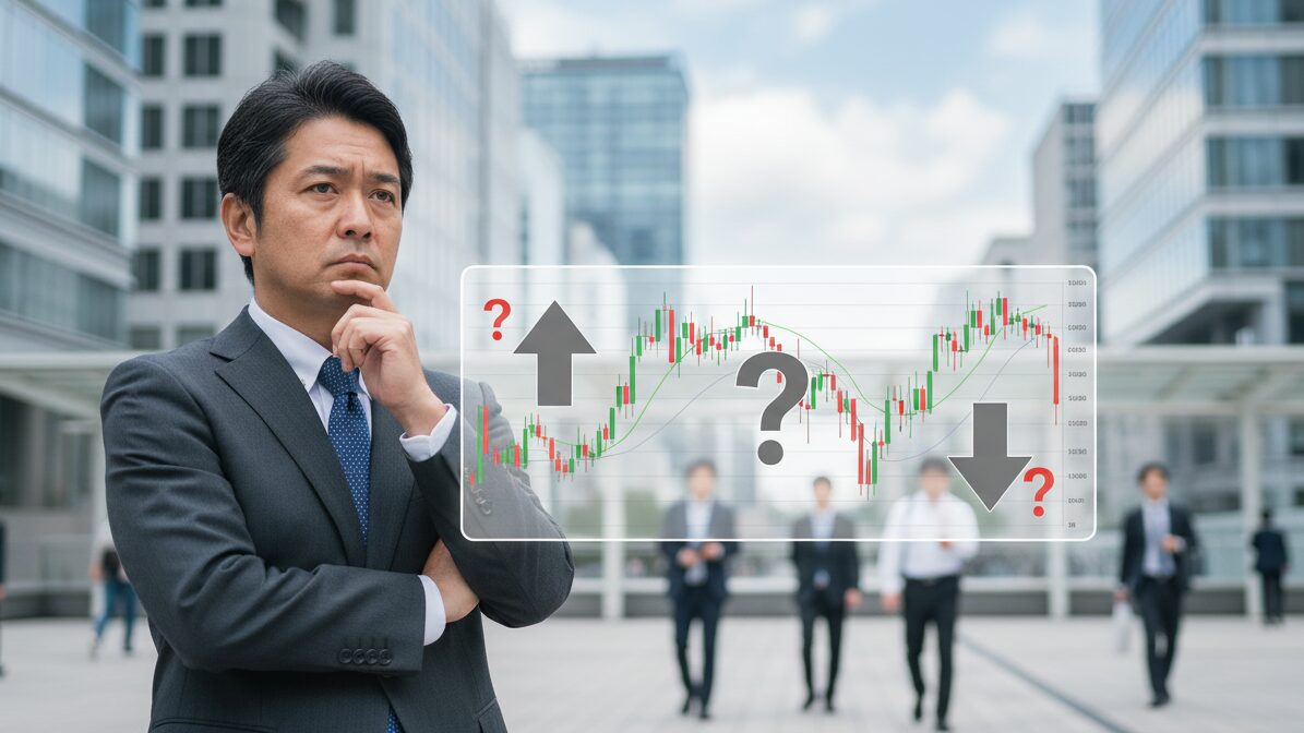 金利の動きから株価を予測する男性